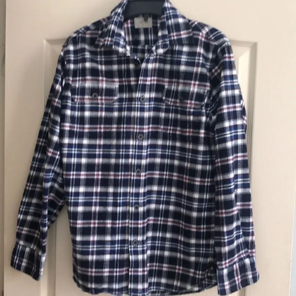 ❤️JACHS Heavy Flannel Navy Plaid Shirt Med